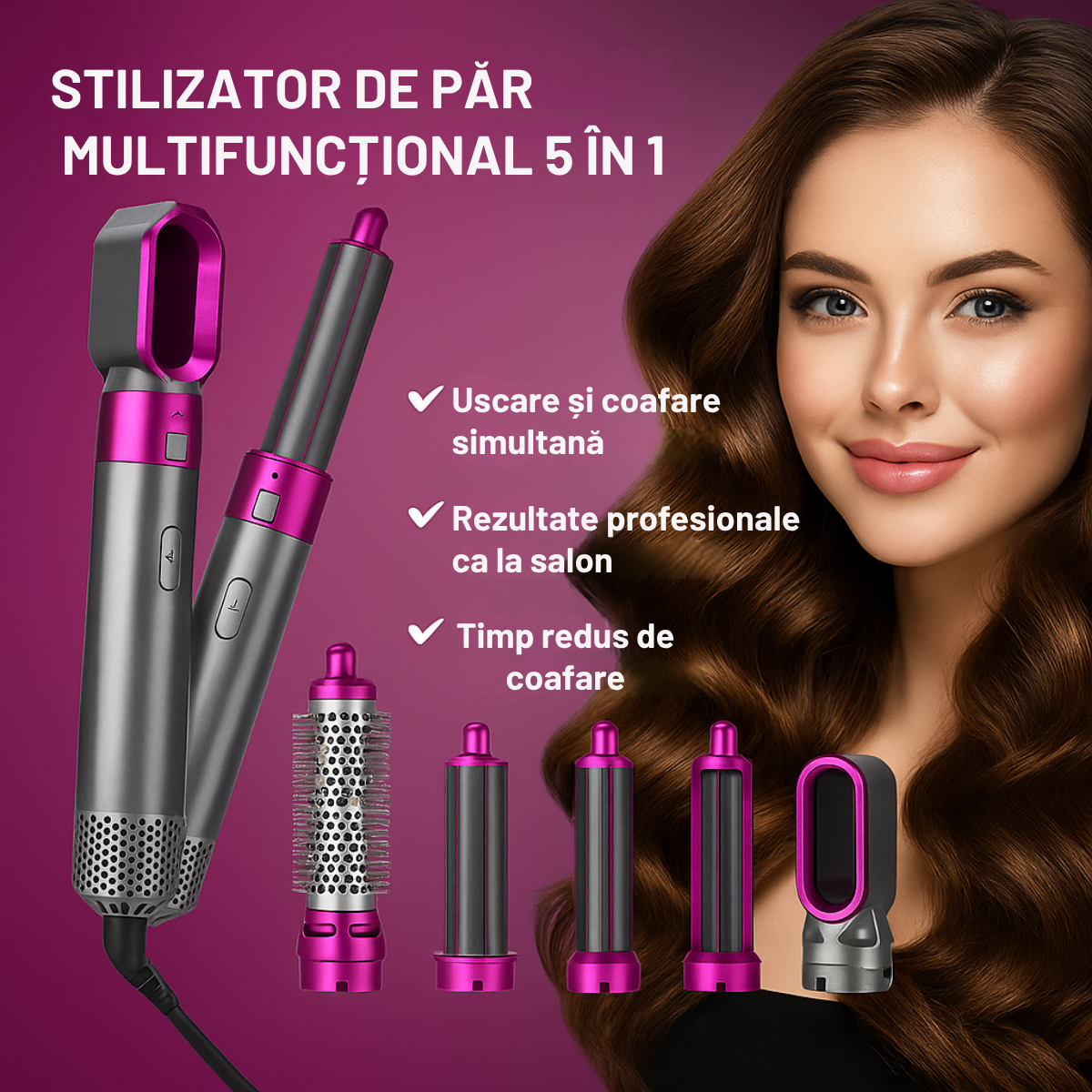 AirStyler™ 5 în 1 – Coafare rapidă, volum și strălucire în fiecare zi!